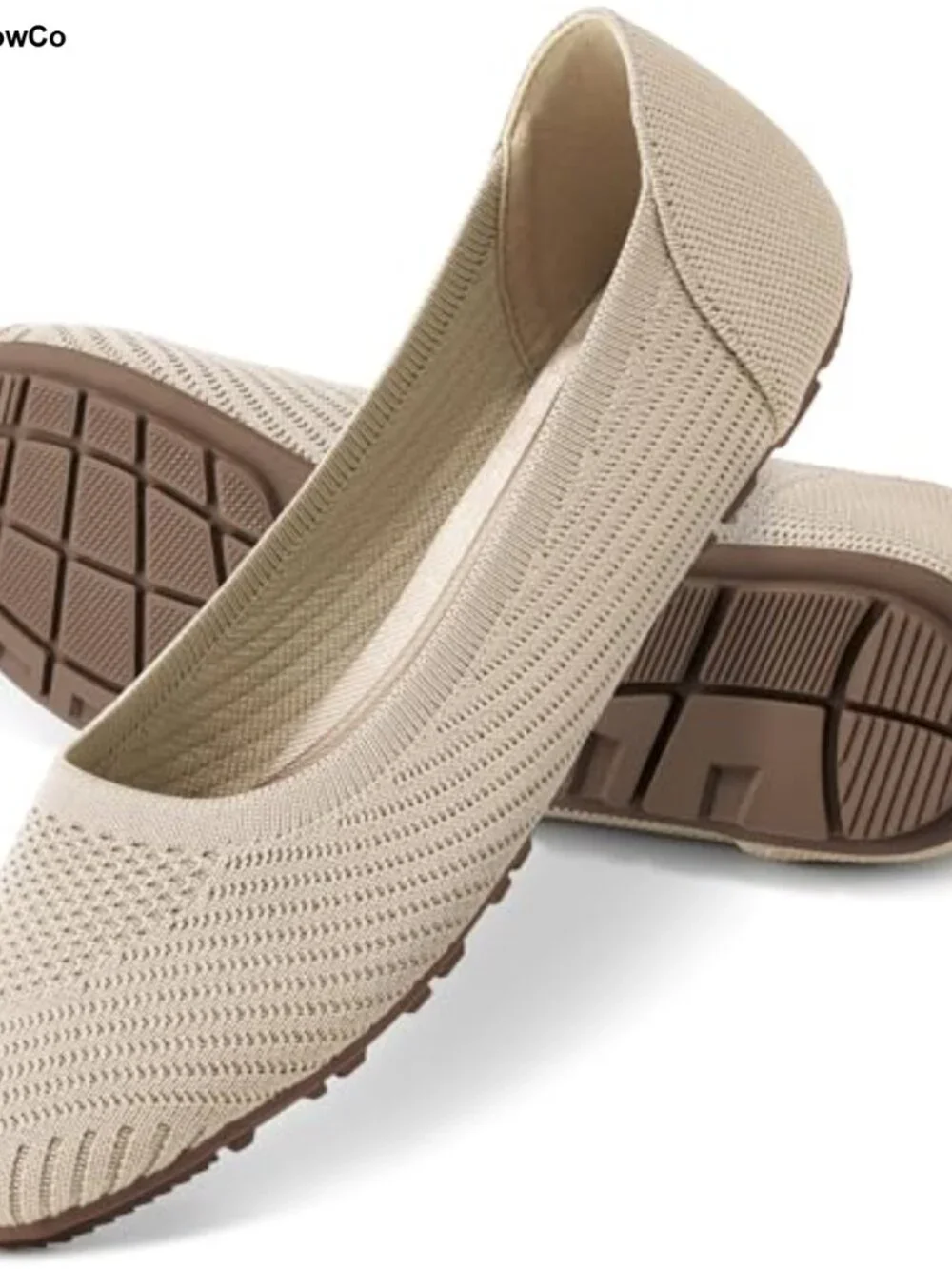 Women's Knit Ballet Flats - Memory Foam, Slip Resistant, Breathable for Walking
